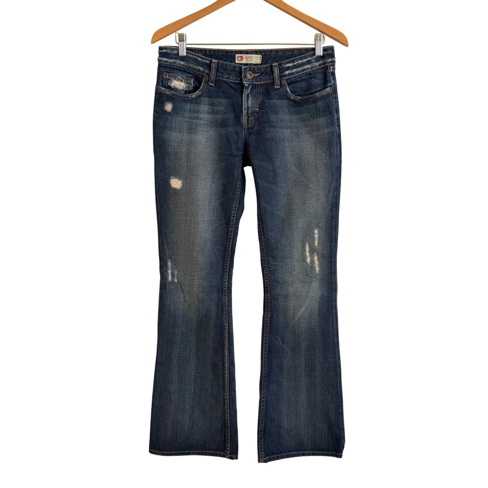 BKE Star 20 Distressed Bootcut Jeans‎ Medium Wash Embroidered Pockets 29 x 33
